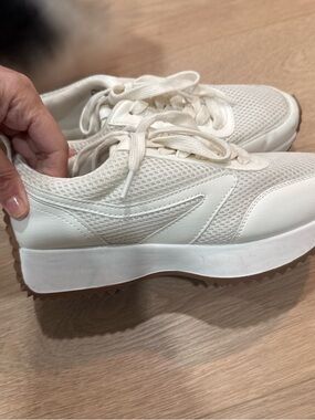 Sam Edelman Cream Mesh Amal Platform Lace-Up Sneakers